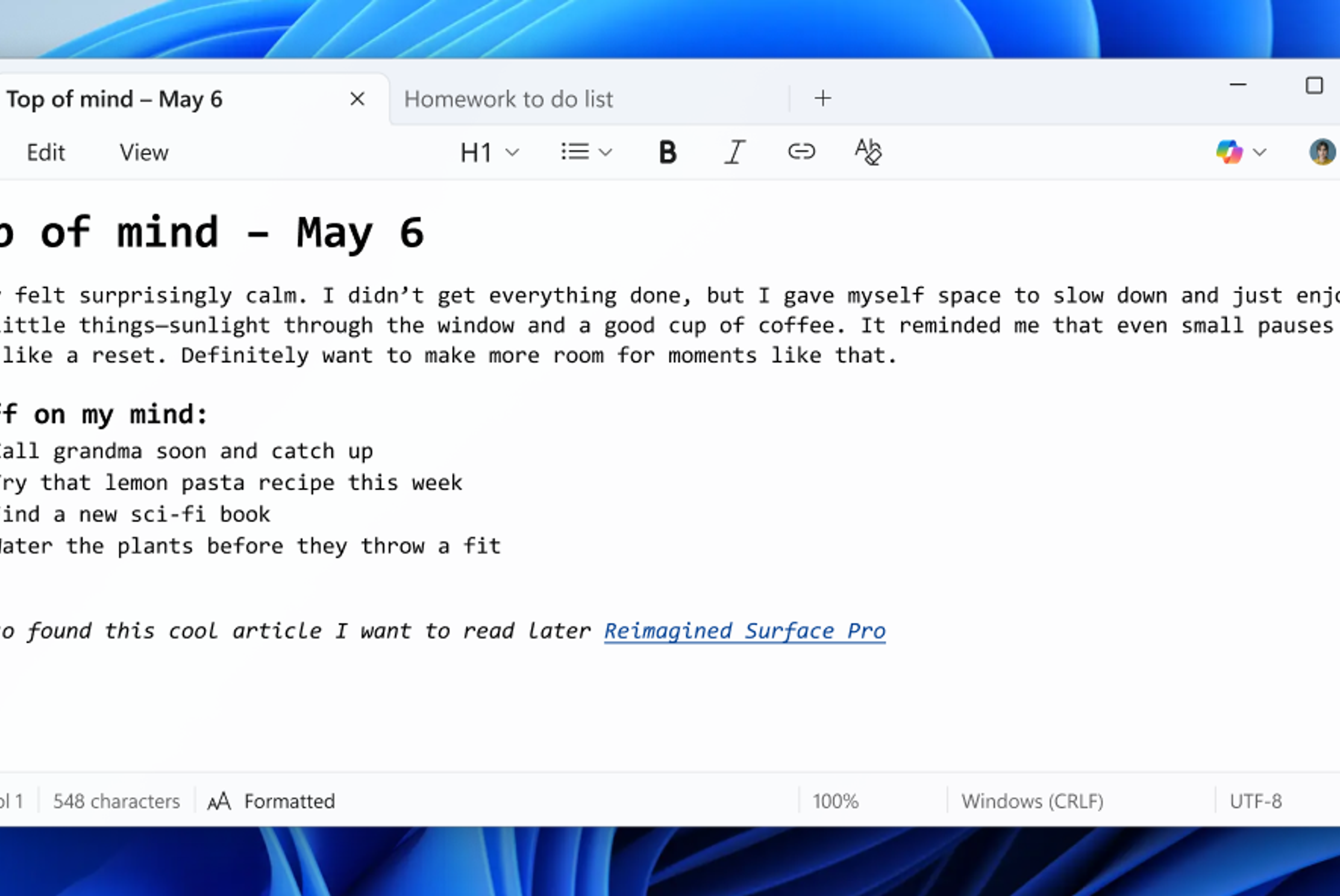 Text Formatting Comes to Notepad
