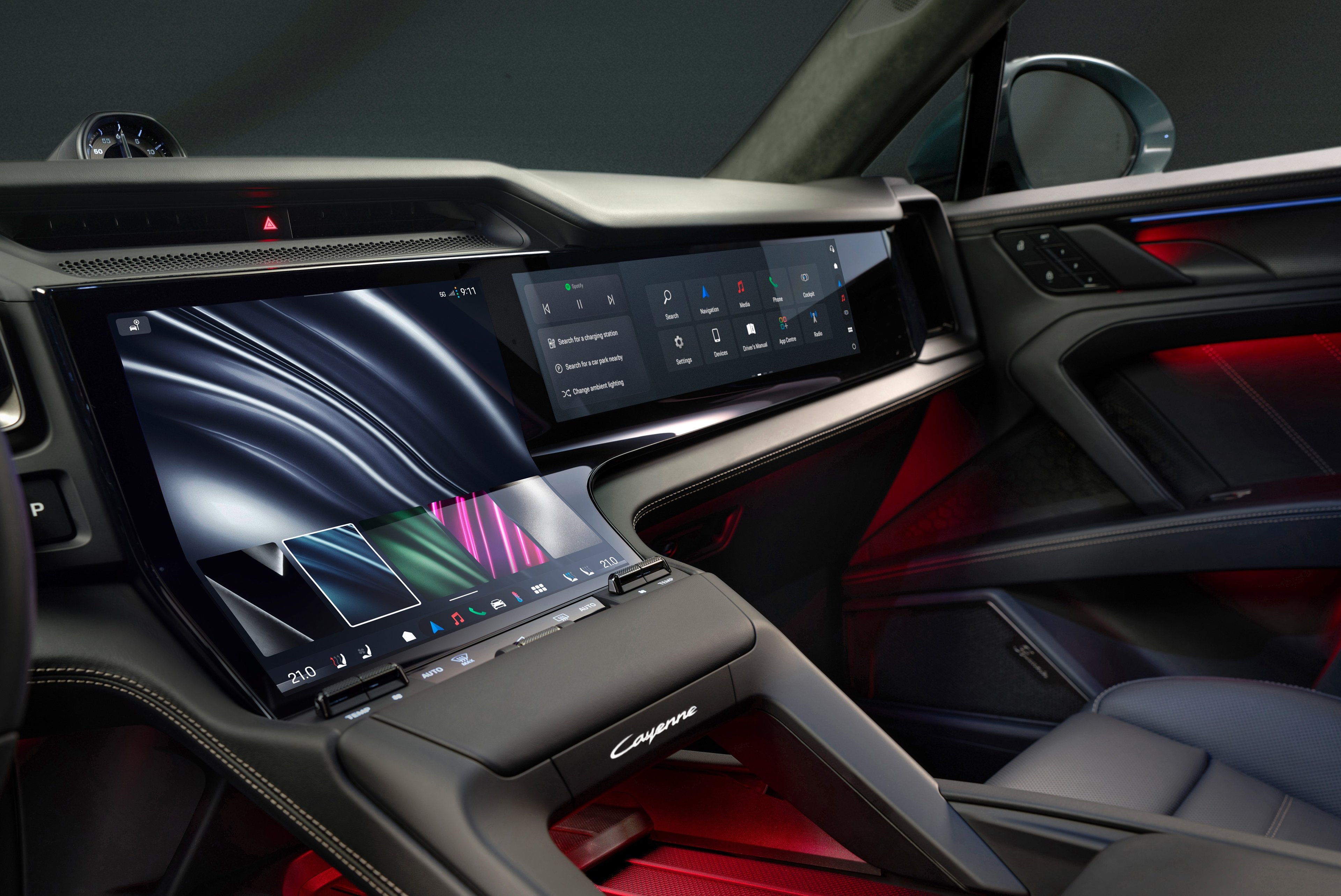 Porsche unveils Cayenne Electric interior with curved displays